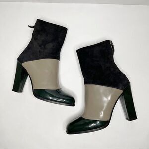 Roger Vivier Leather suede heeled Ankle Boots Colorblock 34.5 made in Italy